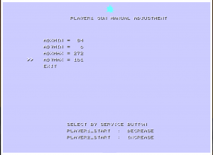 PLAYER1 GUN MANUAL ADJUSTMENT menu with ADYMAX selected and gun mark on centre top of screen