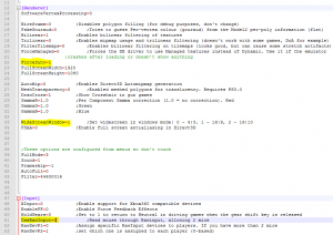 Example EMULATOR.INI file with settings listed in code block above highlighted